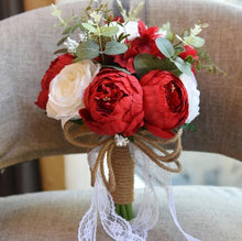 Load image into Gallery viewer, Satin Roses Bride Bouquet