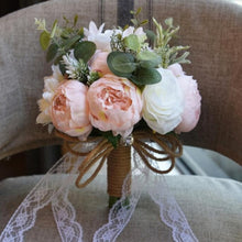 Load image into Gallery viewer, Satin Roses Bride Bouquet
