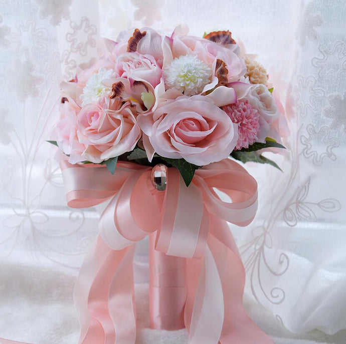 Coral Rose and Pink  Bride Bouquet