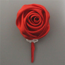 Load image into Gallery viewer, Red Satin Rose Boutonniere