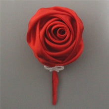 Load image into Gallery viewer, Red Satin Rose Boutonniere